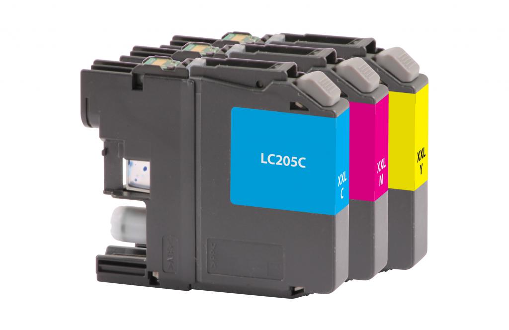 Cyan, Magenta, Yellow Super High Yield Ink Cartrides for Brother LC-205XXL 3-Pack