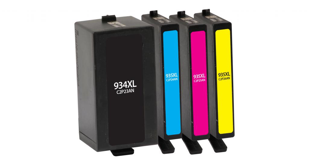 High Yield Black, Cyan, Magenta, Yellow Ink Cartridges for HP 934XL/HP 935XL 4-Pack